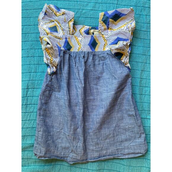 Anthem of the Ants Chambray Dress ~ Ruffle Sleeve Abstract Print Dress ~ Sz 3 3T - Picture 1 of 8
